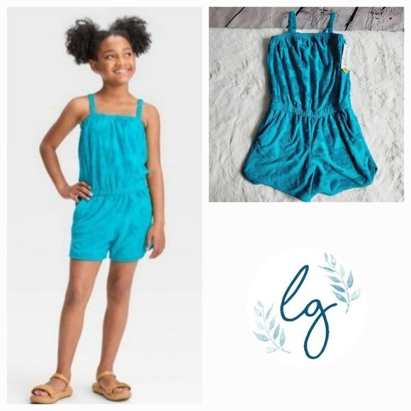 Cat & Jack Girls' Loop Terry Romper (medium) 3KIDV-AV - Picture 1 of 4